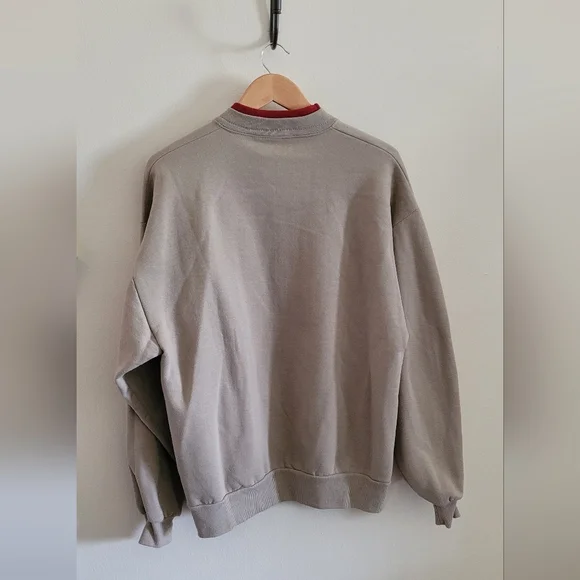 Vtg Top Stitch Embroidered Birdfeeder Pullover Sweatshirt, Women's L, Tan & Red - Picture 6 of 8